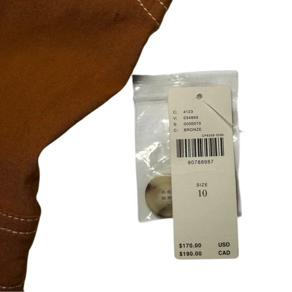 Maeve Anthropologie Colette magic fabric linen stretch jumpsuit bronze NWT 10 - Picture 12 of 16